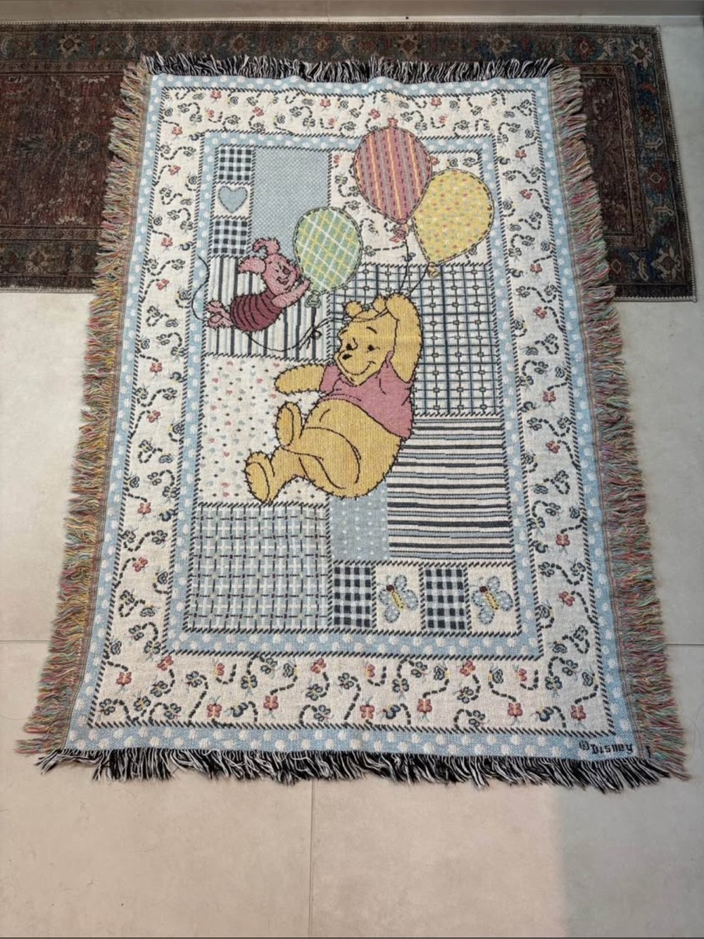 Vintage Winnie the Pooh tapestry blanket